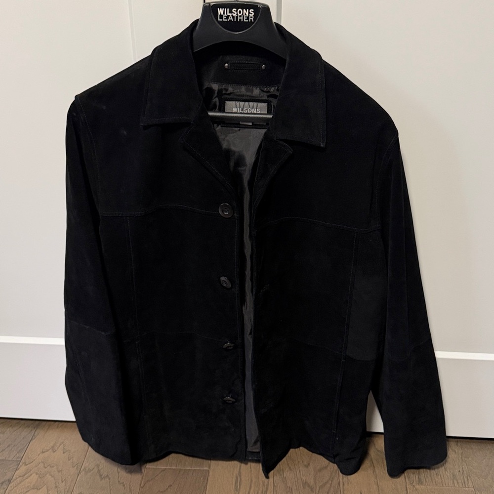 Wilsons Leather Classic Black Suede Coat Jacket